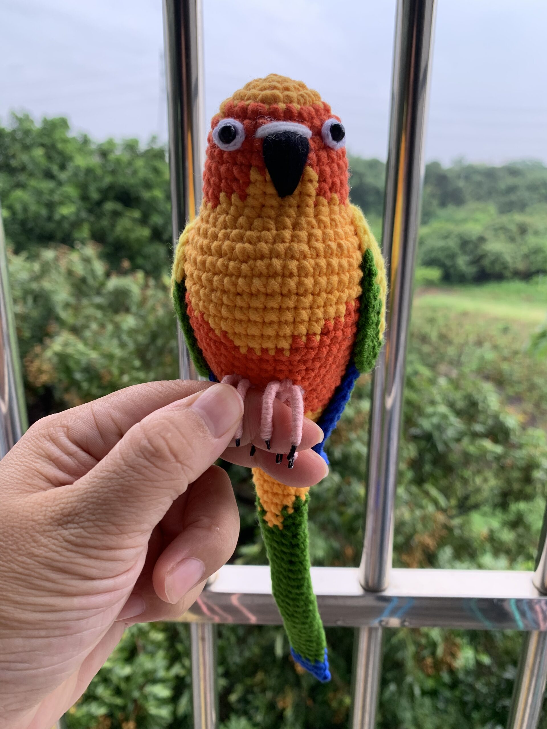Custom Crochet Sun Conure Sculpture, Handmade Parrot Portrait (Small or Large) - Image 12