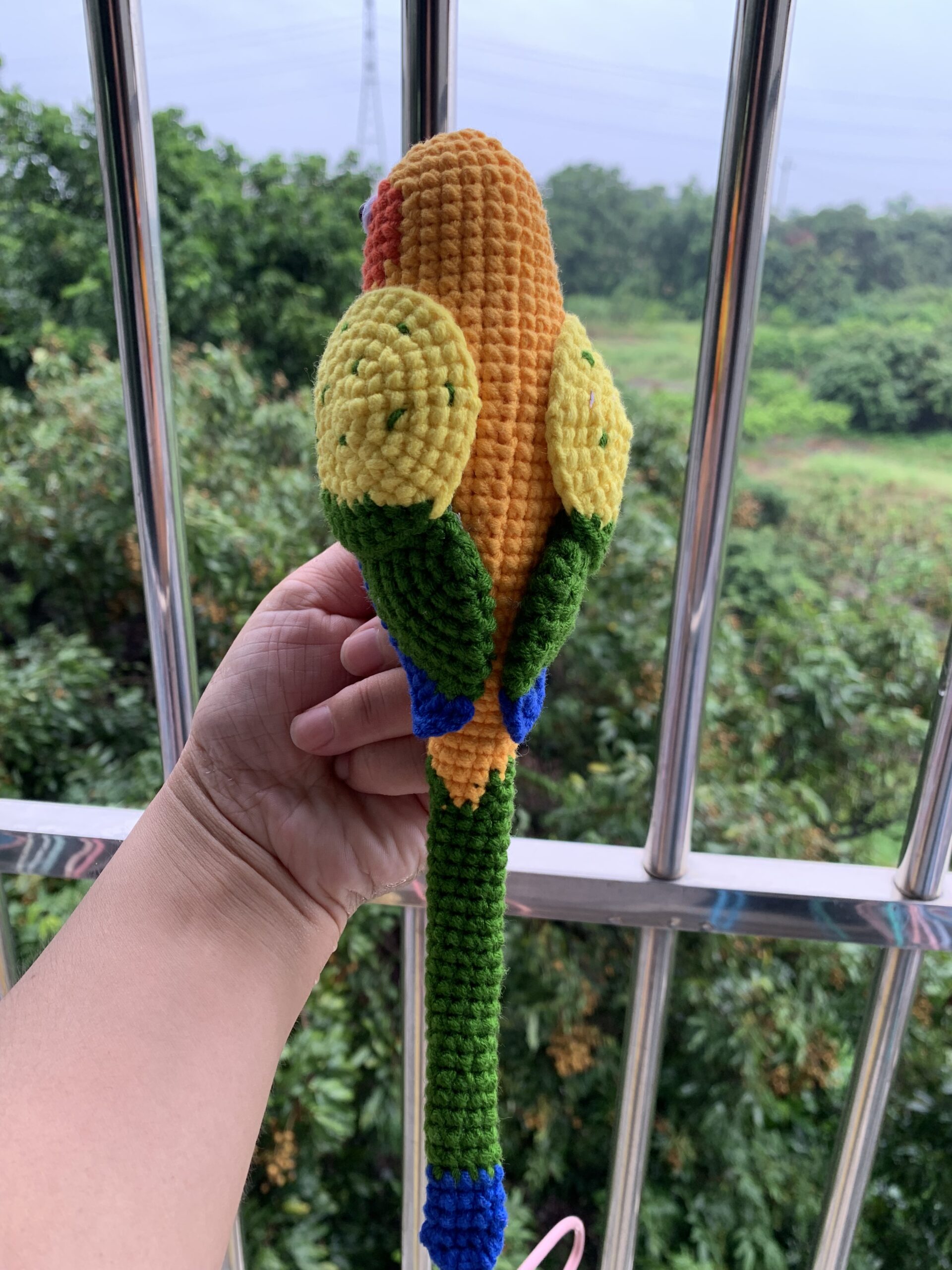 Custom Crochet Sun Conure Sculpture, Handmade Parrot Portrait (Small or Large) - Image 13