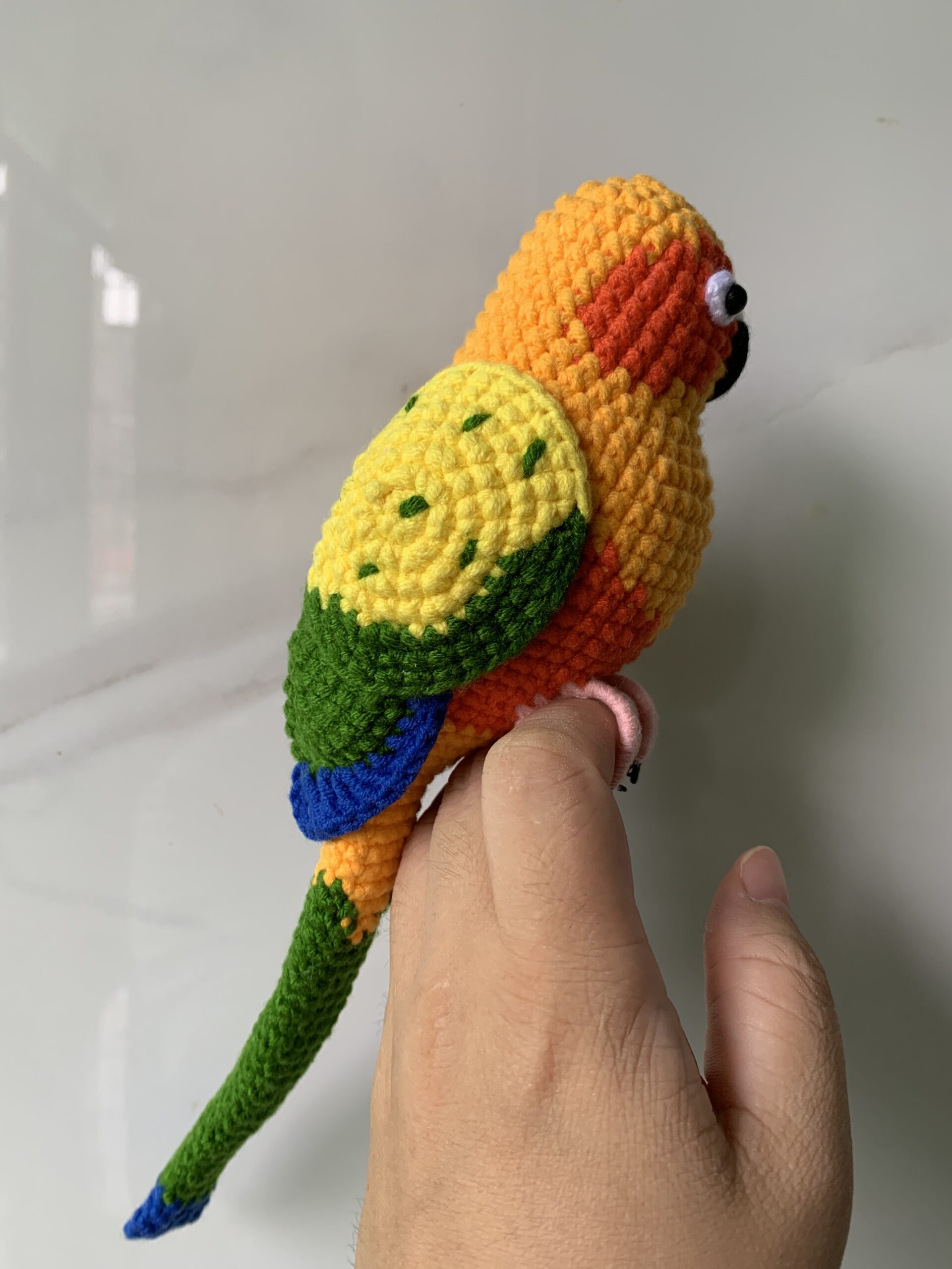 Custom Crochet Sun Conure Sculpture, Handmade Parrot Portrait (Small or Large) - Image 14