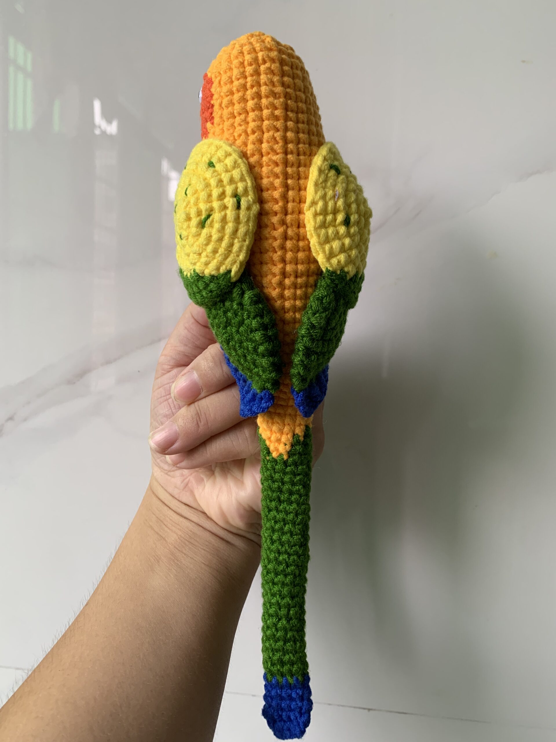 Custom Crochet Sun Conure Sculpture, Handmade Parrot Portrait (Small or Large) - Image 15