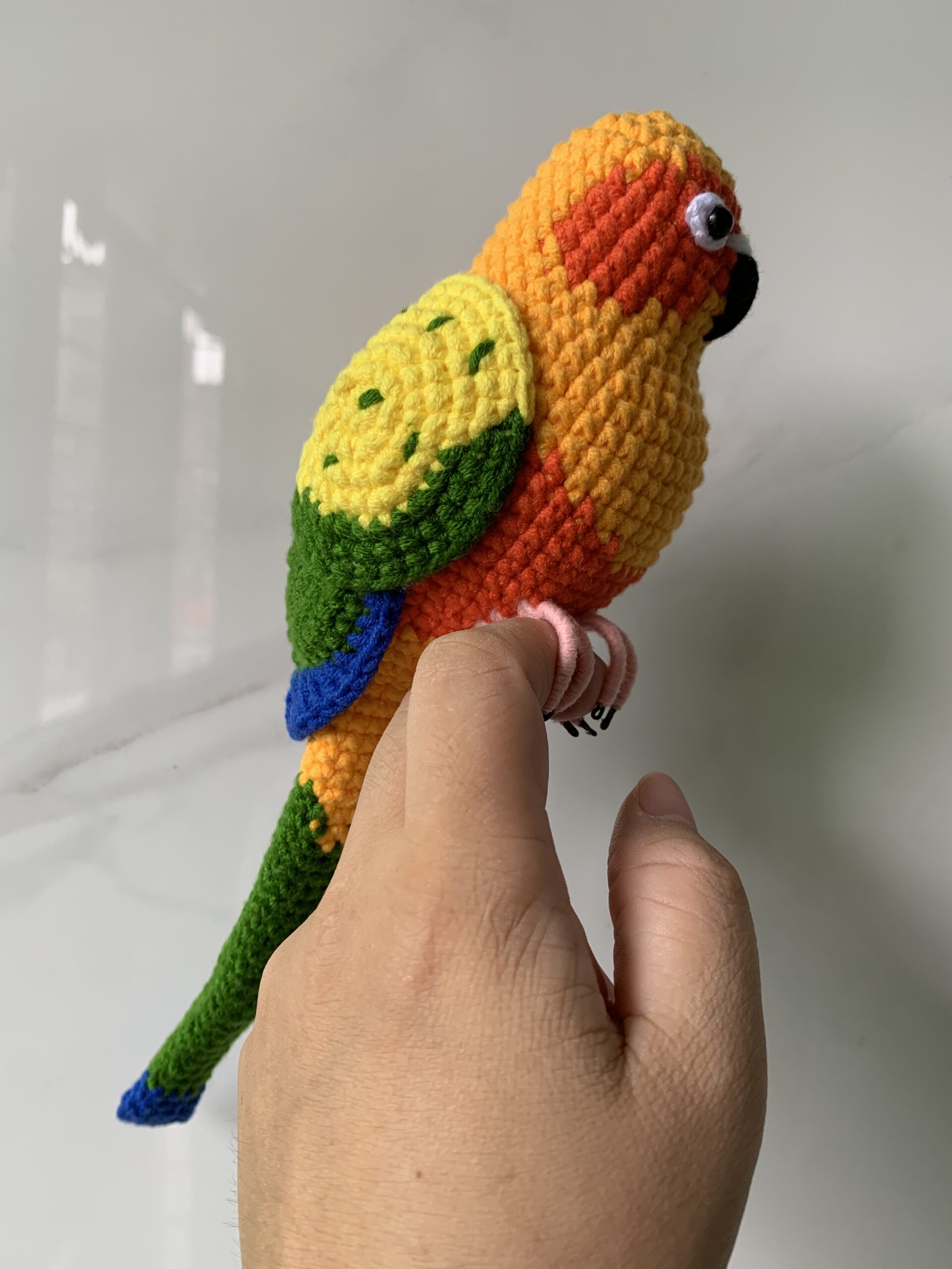 Custom Crochet Sun Conure Sculpture, Handmade Parrot Portrait (Small or Large) - Image 16