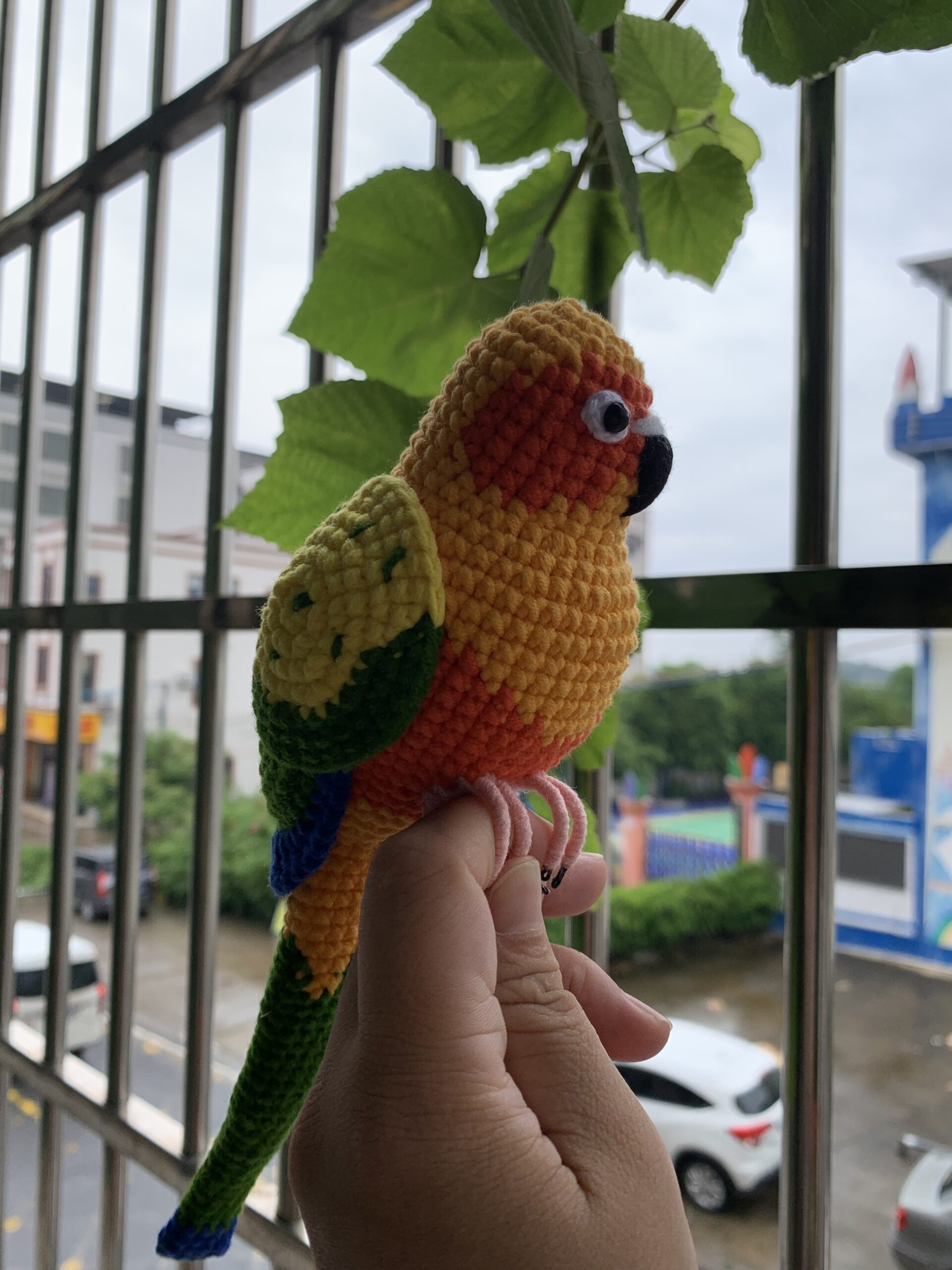 Custom Crochet Sun Conure Sculpture, Handmade Parrot Portrait (Small or Large) - Image 7