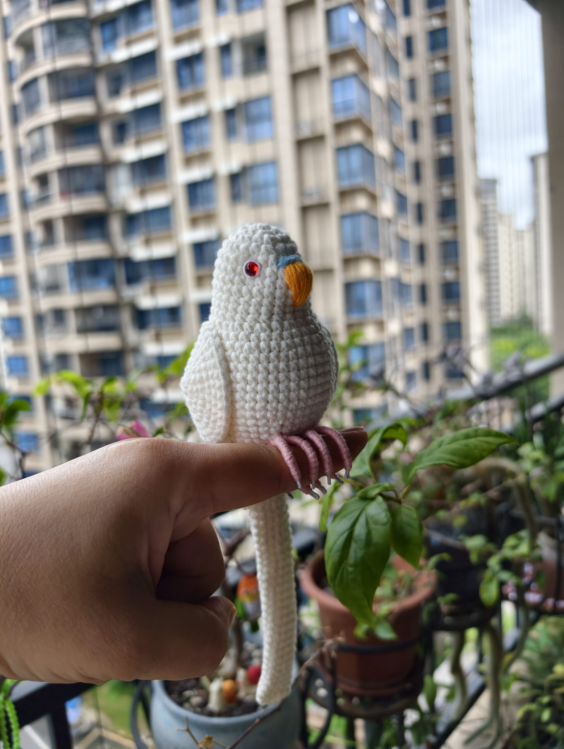 Custom Crochet White Budgie Figurine, Personalized Bird Memorial Keepsake - Image 9