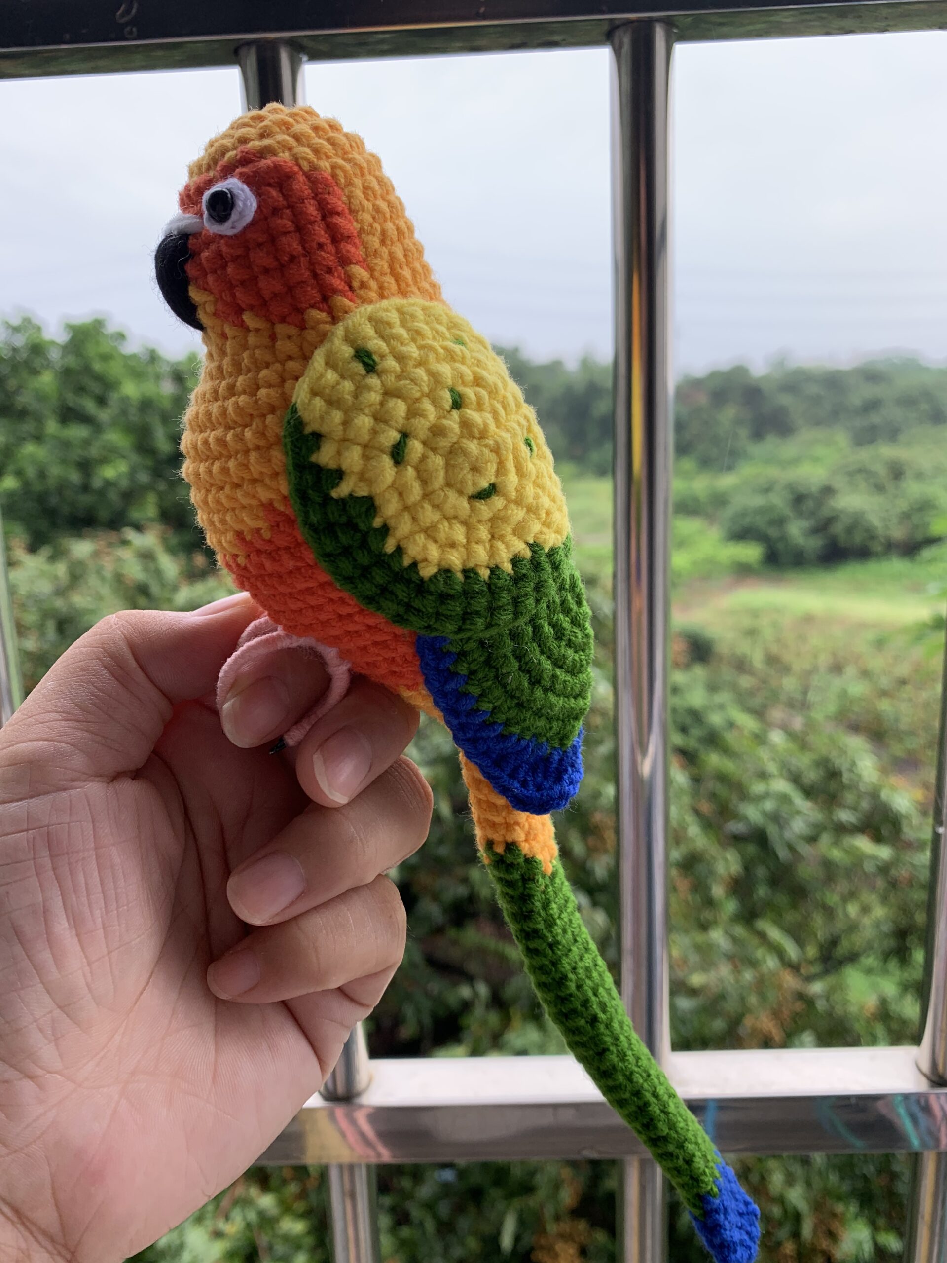 Custom Crochet Sun Conure Sculpture, Handmade Parrot Portrait (Small or Large) - Image 10
