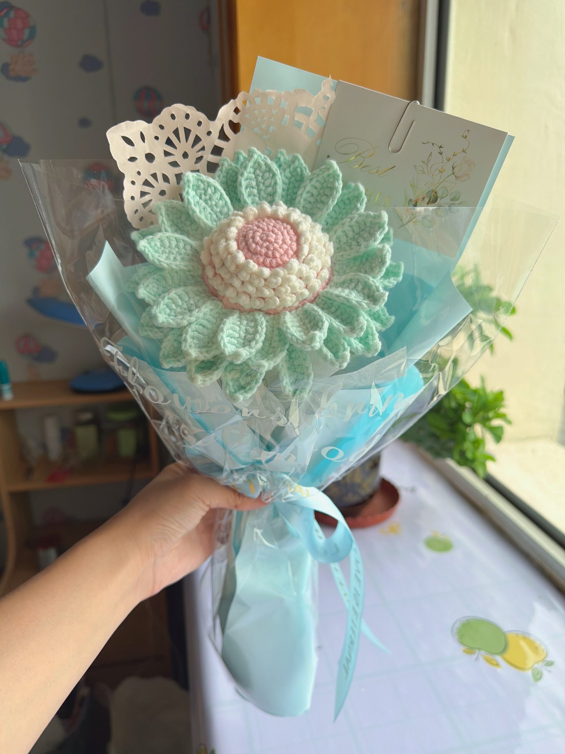 Crochet Flower Bouquet – Handmade Crocheted Sunflower Bouquet, Eternal Floral Gift for Her, 24 Colors Available, Ready to Ship - Image 4