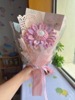 Crochet Flower Bouquet – Handmade Crocheted Sunflower Bouquet, Eternal Floral Gift for Her, 24 Colors Available, Ready to Ship