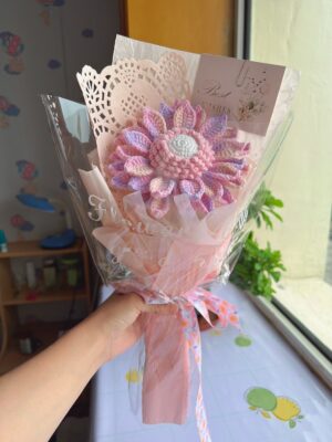 Crochet Flower Bouquet – Handmade Crocheted Sunflower Bouquet, Eternal Floral Gift for Her, 24 Colors Available, Ready to Ship