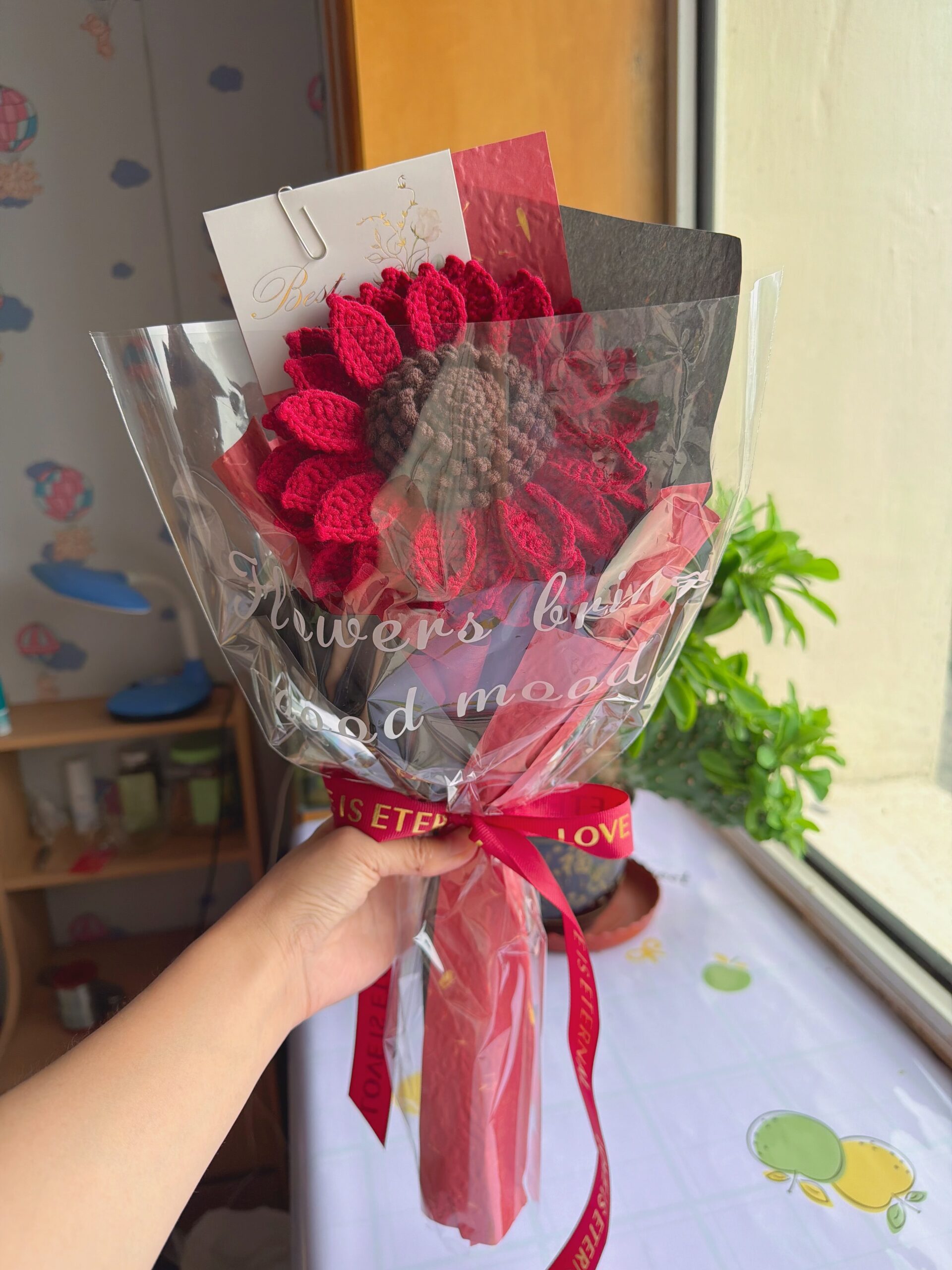 Crochet Flower Bouquet – Handmade Crocheted Sunflower Bouquet, Eternal Floral Gift for Her, 24 Colors Available, Ready to Ship - Image 3
