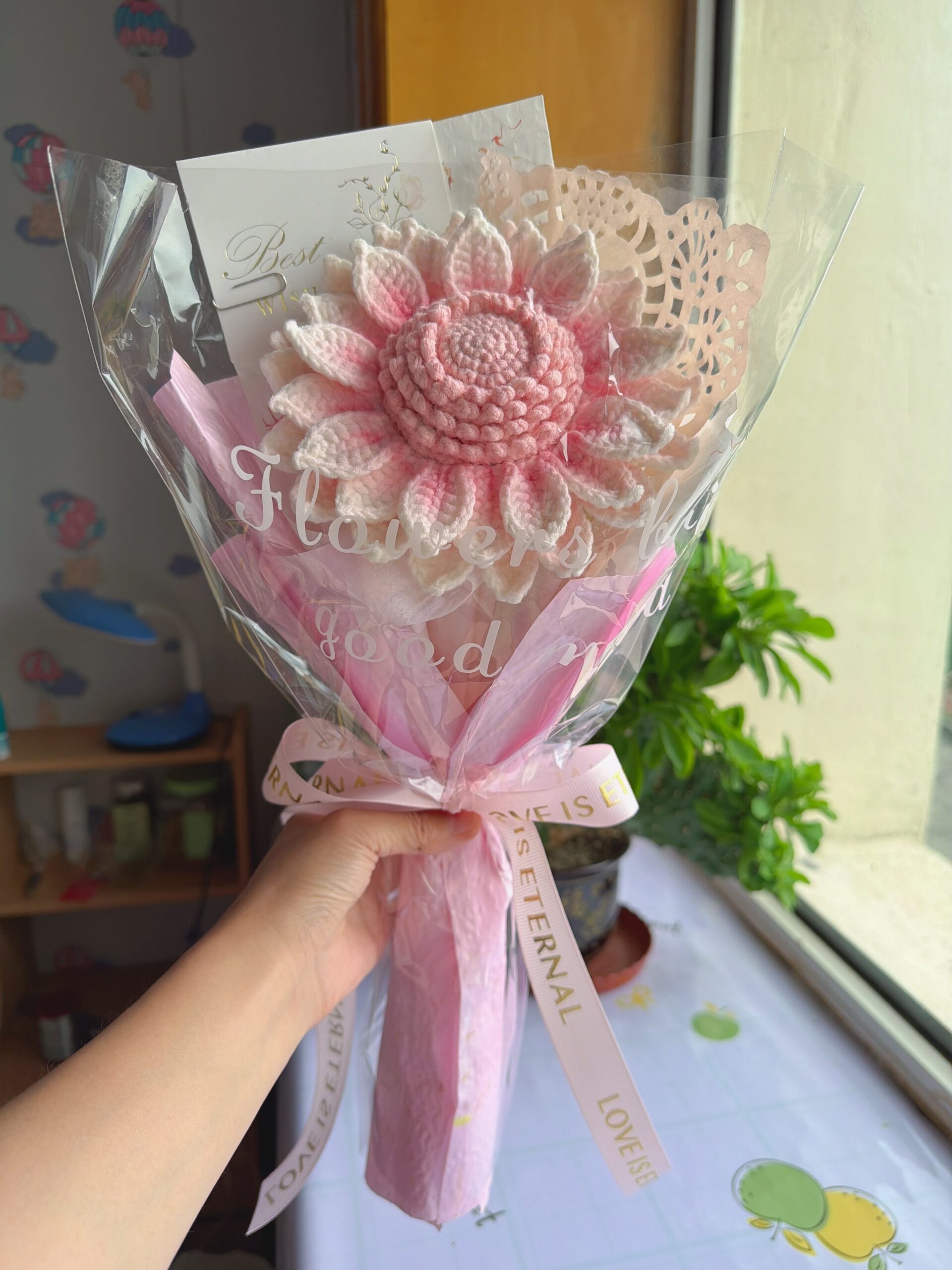 Crochet Flower Bouquet – Handmade Crocheted Sunflower Bouquet, Eternal Floral Gift for Her, 24 Colors Available, Ready to Ship - Image 5