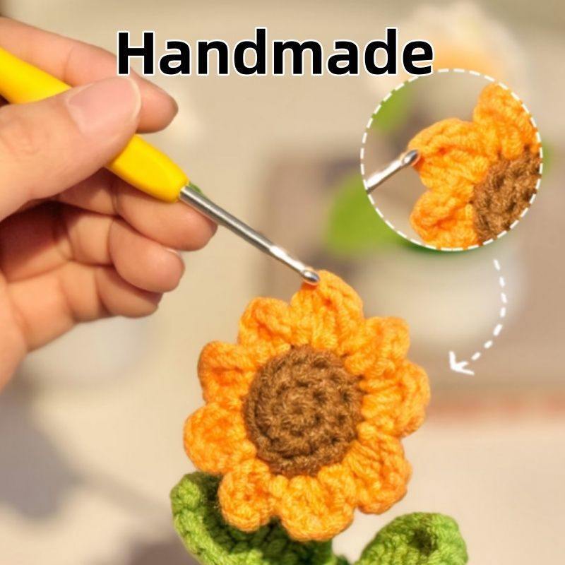 Handmade Crochet Sunflower Pot – Mini Potted Flower Desk Decor, Cottagecore Office Plant, Cute Gift for Her, Teacher & Coworker - Image 11