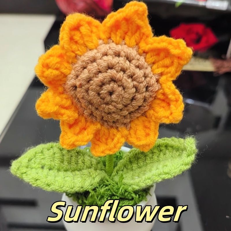 Handmade Crochet Sunflower Pot – Mini Potted Flower Desk Decor, Cottagecore Office Plant, Cute Gift for Her, Teacher & Coworker - Image 13