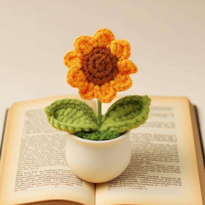 Handmade Crochet Sunflower Pot – Mini Potted Flower Desk Decor, Cottagecore Office Plant, Cute Gift for Her, Teacher & Coworker - Image 4