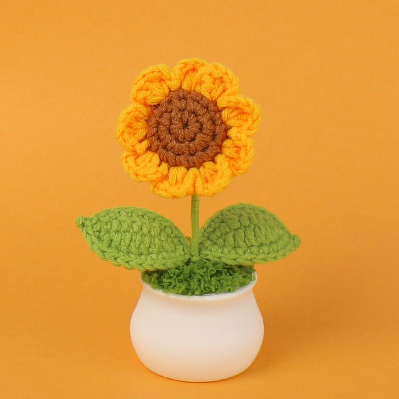 Handmade Crochet Sunflower Pot – Mini Potted Flower Desk Decor, Cottagecore Office Plant, Cute Gift for Her, Teacher & Coworker - Image 5