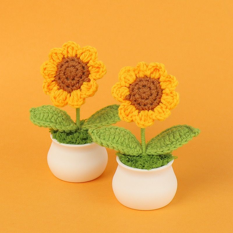 Handmade Crochet Sunflower Pot – Mini Potted Flower Desk Decor, Cottagecore Office Plant, Cute Gift for Her, Teacher & Coworker - Image 6