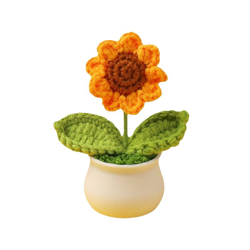 Handmade Crochet Sunflower Pot – Mini Potted Flower Desk Decor, Cottagecore Office Plant, Cute Gift for Her, Teacher & Coworker - Image 7