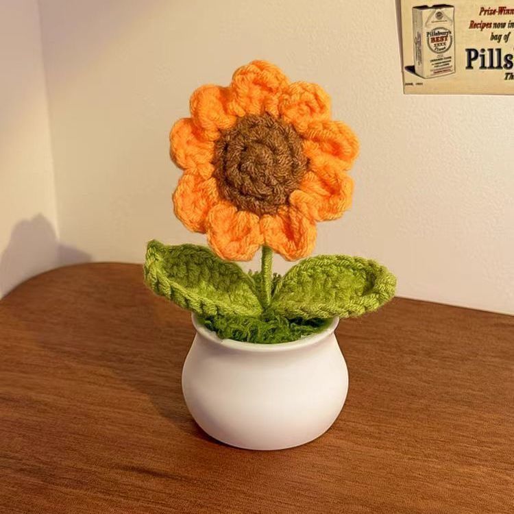 Handmade Crochet Sunflower Pot – Mini Potted Flower Desk Decor, Cottagecore Office Plant, Cute Gift for Her, Teacher & Coworker - Image 8