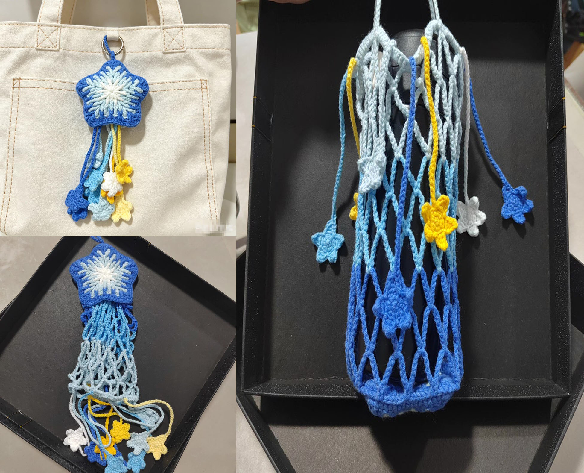Crochet Water Bottle Bag & Star Charm – Handmade 2-in-1 Tumbler Carrier, Cute Bottle Sleeve Pouch for Bags, 5 Styles Available - Image 15