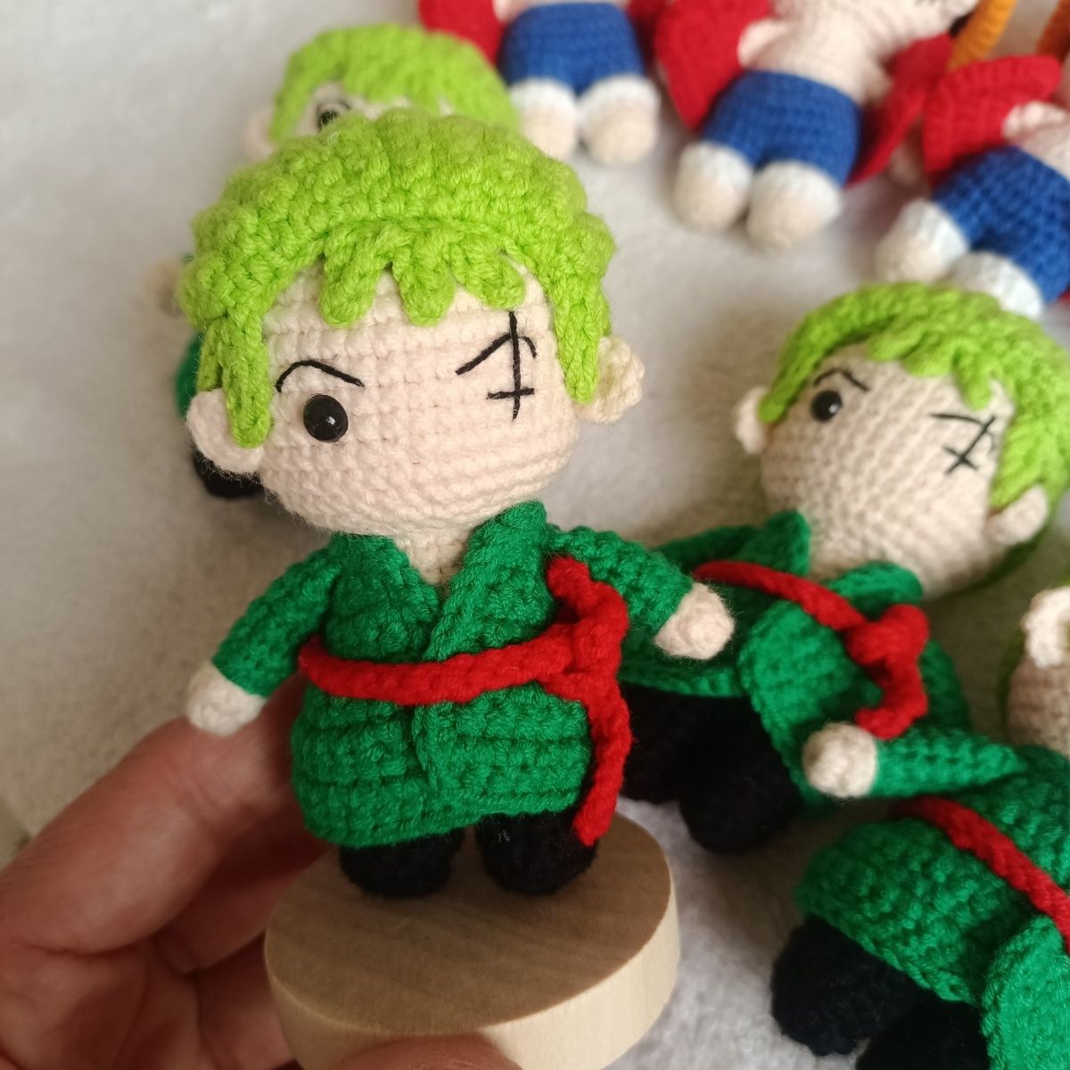 Handmade One Piece Inspired Anime Plush – Crochet Luffy, Zoro & Ace Mini Figures, 8cm Cute Amigurumi Dolls, Collectible Gift for Anime Fans - Image 7
