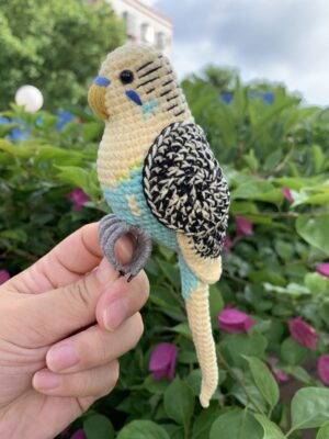 Custom Crocheted Budgie Figurine, Photo Replica Parakeet Sculpture, Bird Lover Keepsake