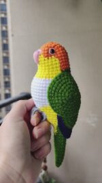 Custom Crochet Caique Parrot, Realistic White-bellied Plush, Pet Portrait