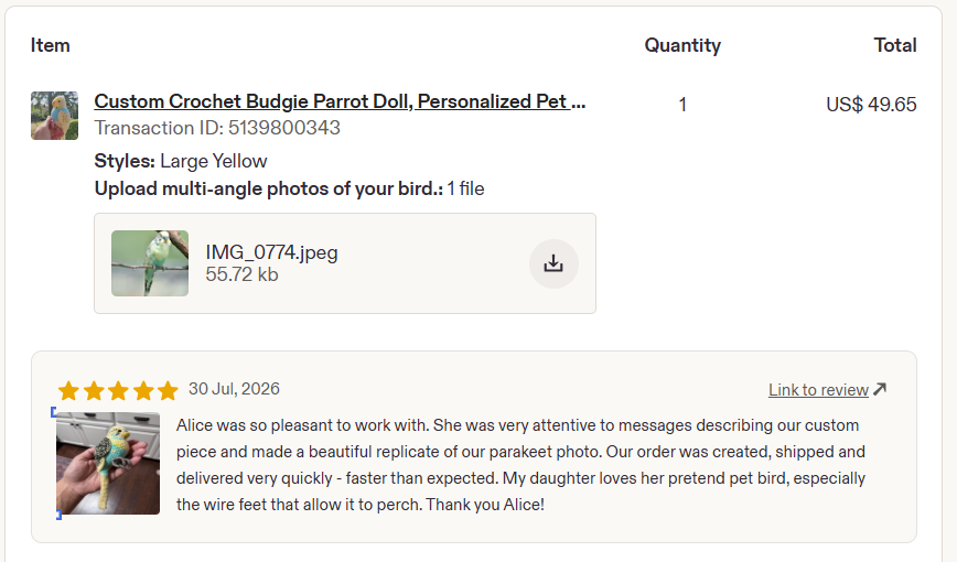 Custom Crocheted Budgie Figurine, Photo Replica Parakeet Sculpture, Bird Lover Keepsake - Image 2