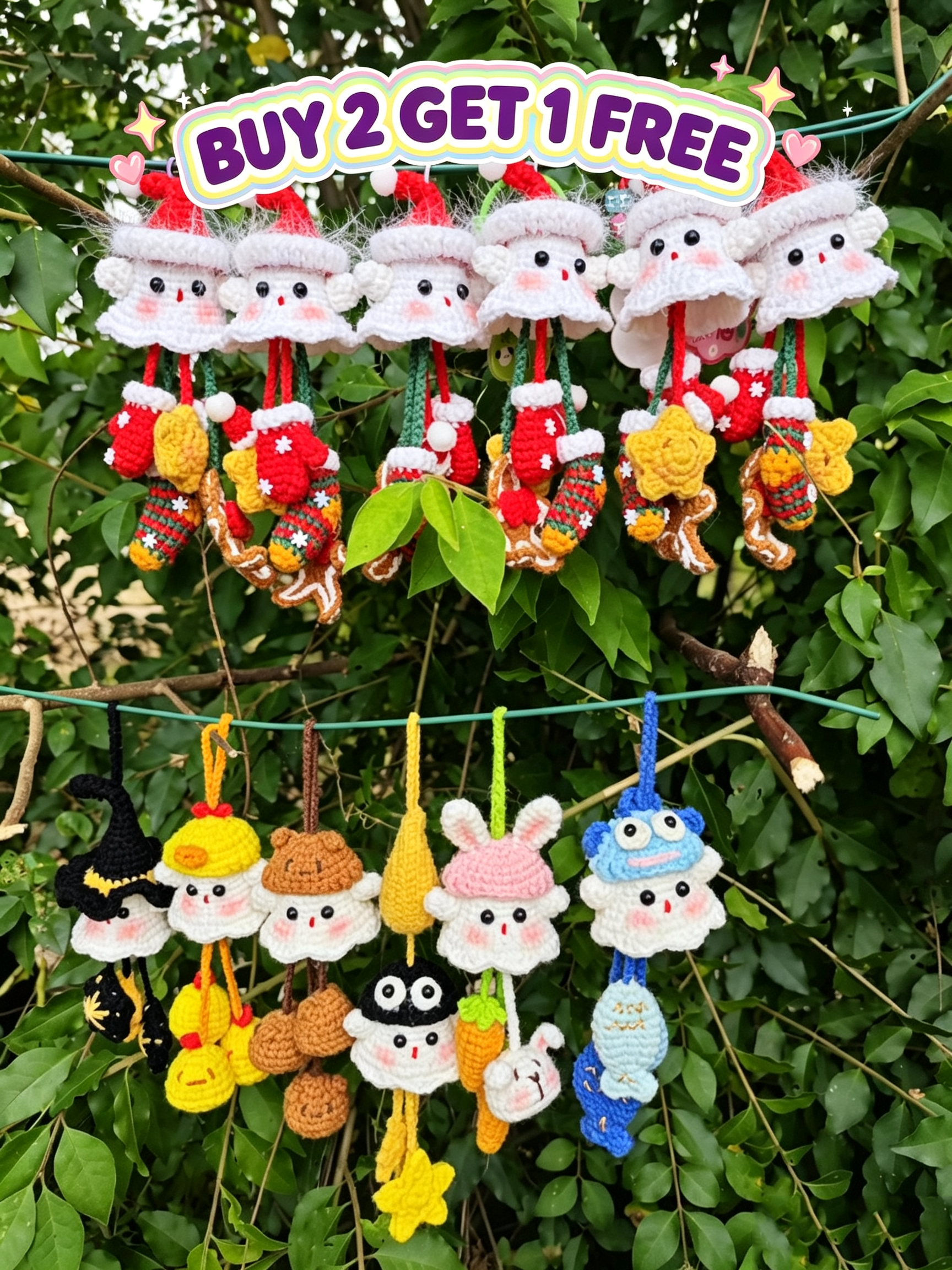 Crochet Ghost Keychain Charm – Buy 2 Get 1 Free! (15cm Body) - Image 5