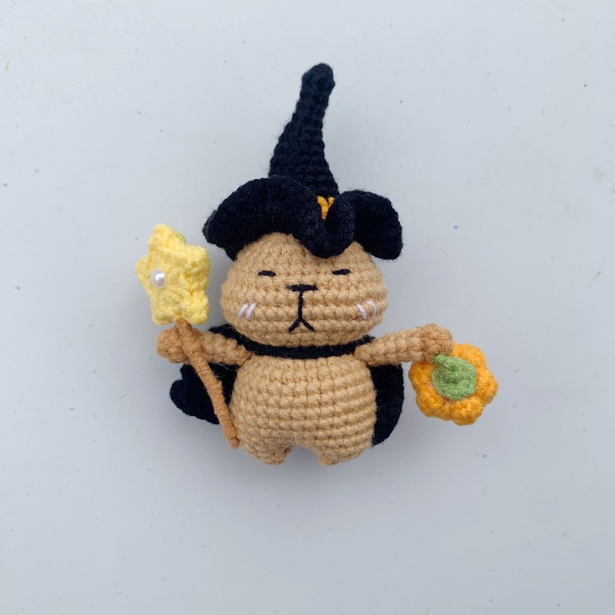 Halloween Wizard Capybara Crochet Doll, Handmade Amigurumi Capybara Keychain Decor - Image 4