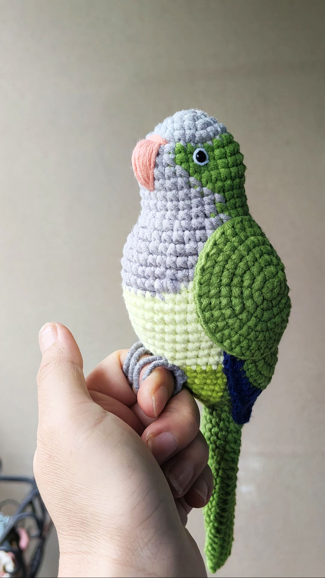 Custom Crochet Quaker Parrot Keychain, Realistic Monk Parakeet Plush, Pet Portrait (Small/Large) - Image 3