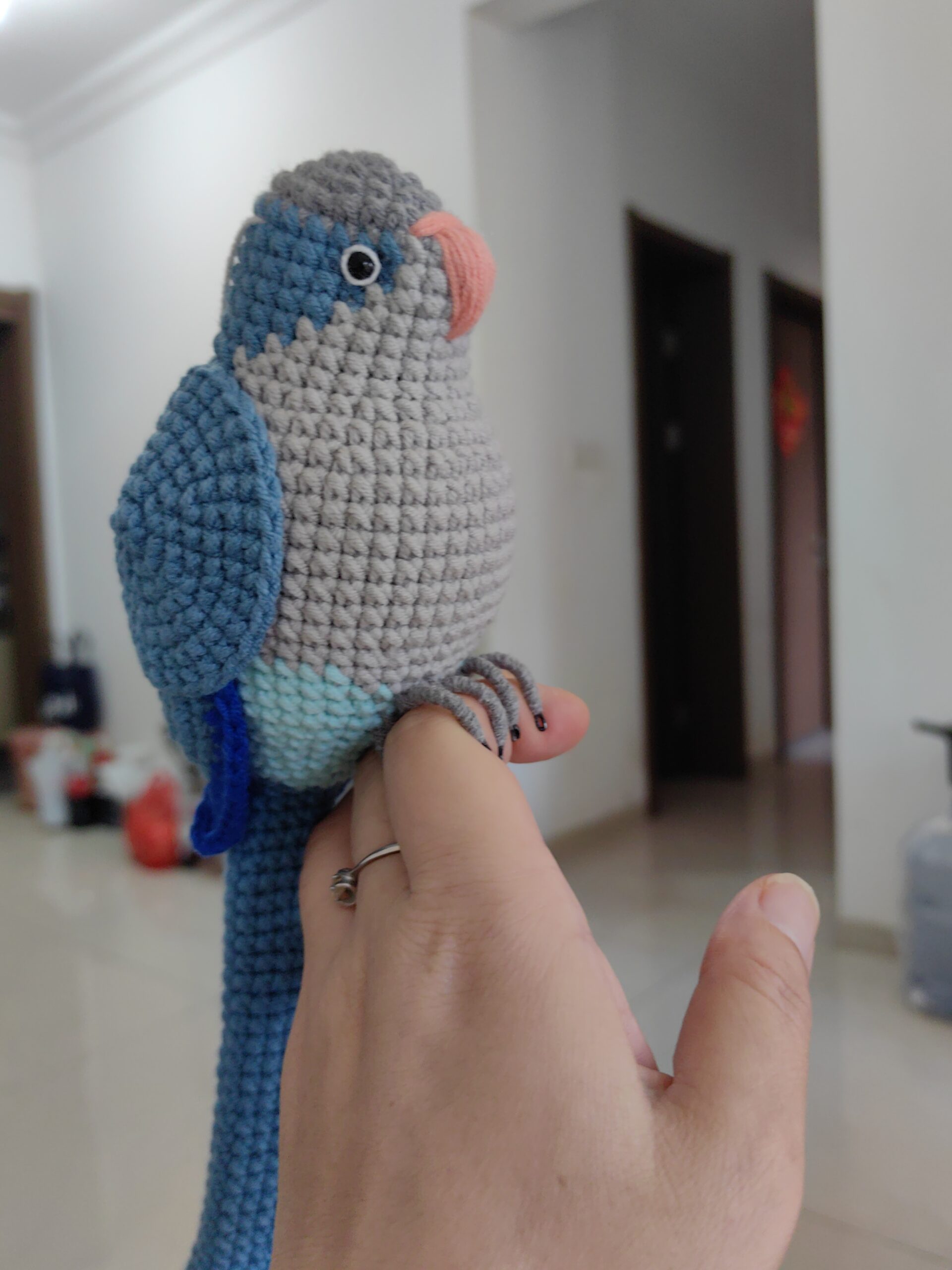 Custom Crochet Quaker Parrot Keychain, Realistic Monk Parakeet Plush, Pet Portrait (Small/Large) - Image 11