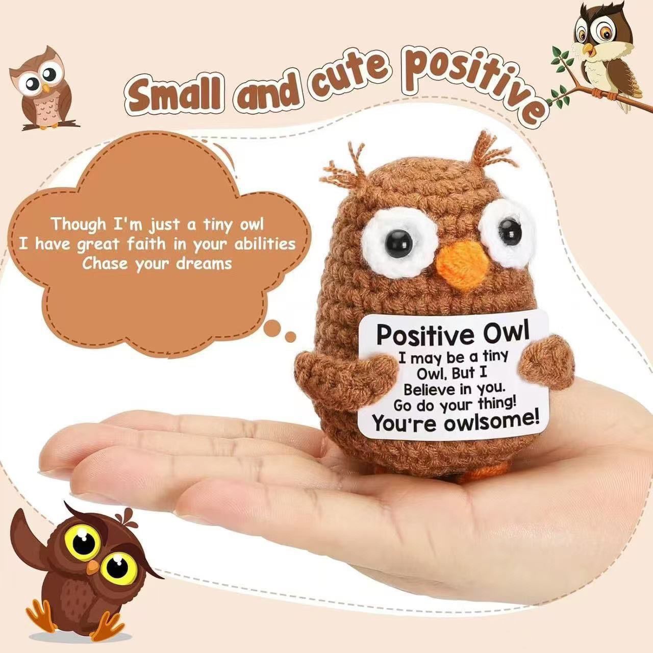 Handmade Crochet Positive Plush – Cute Emotional Support Amigurumi with Funny Pun Card, Desk Buddy & Anxiety Relief Gift, 33 Styles Available - Image 3