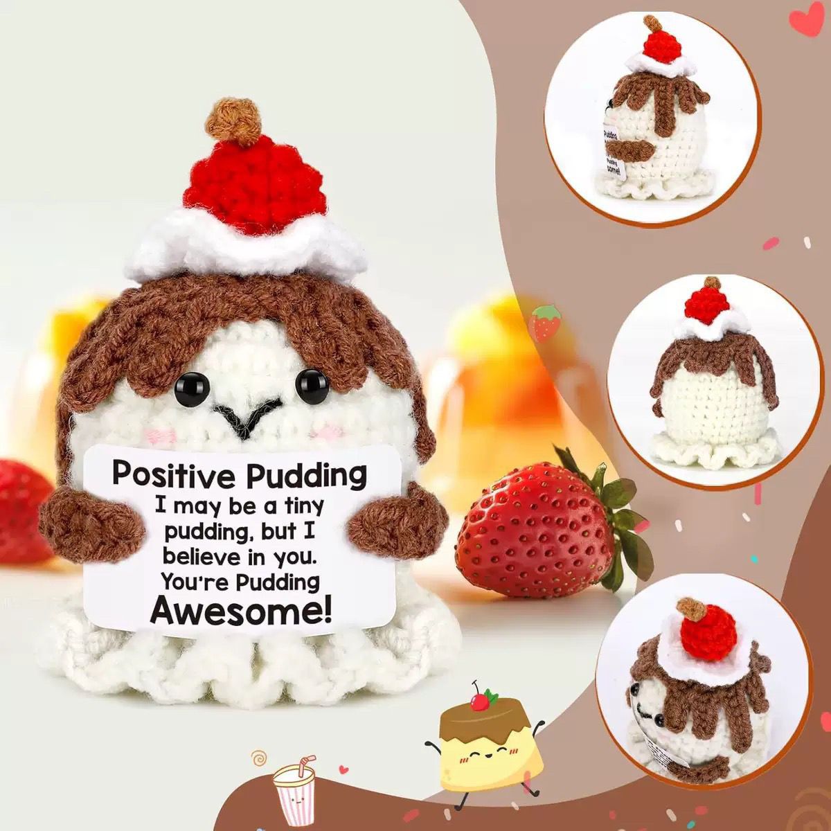 Handmade Crochet Positive Plush – Cute Emotional Support Amigurumi with Funny Pun Card, Desk Buddy & Anxiety Relief Gift, 33 Styles Available - Image 25