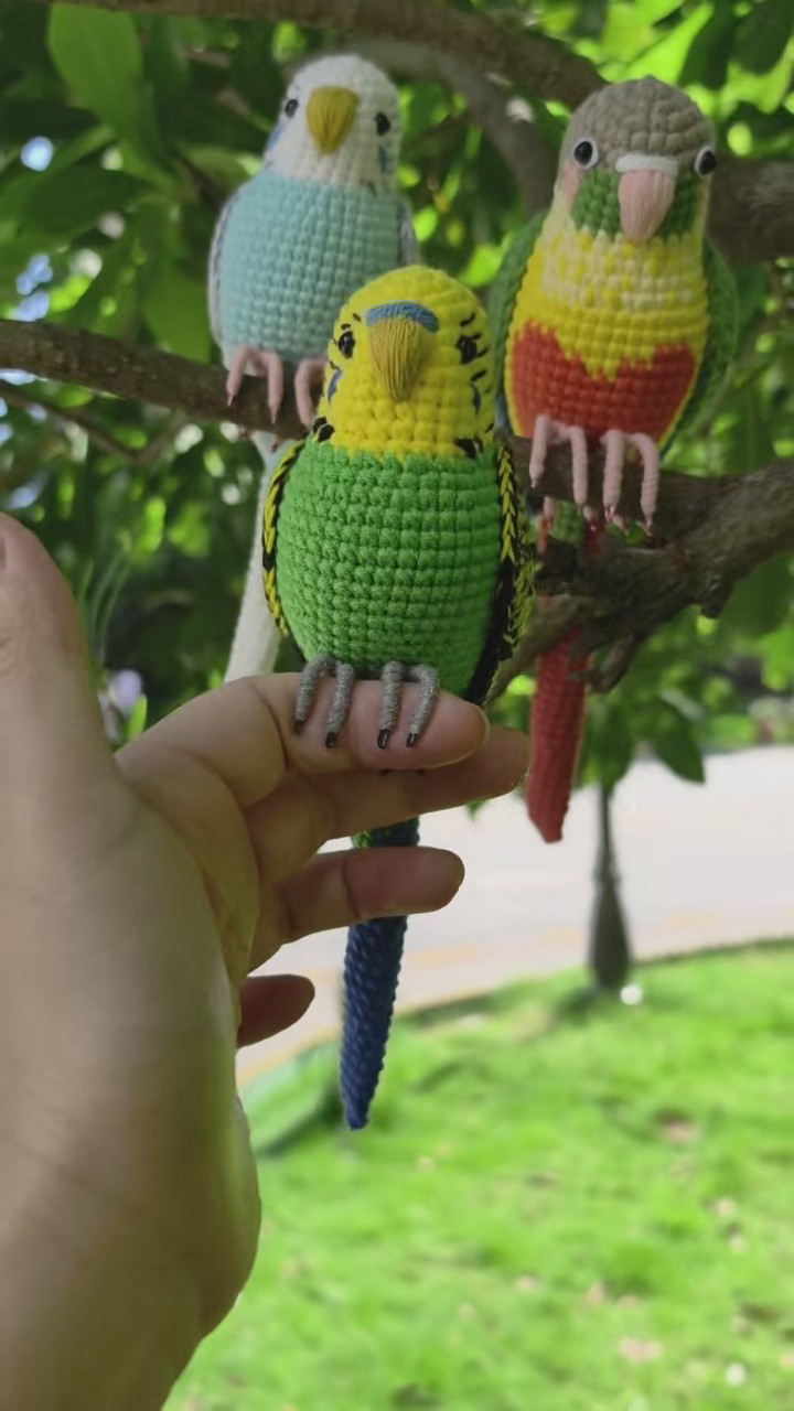 Custom Crochet Budgie Keychain with Bell, Realistic Parakeet Plush, Personalized Pet Portrait, Small & Large - Image 16