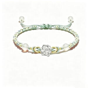 999 Sterling Silver Lotus Braided Bracelet – Unisex Adjustable Woven Rope Jewelry, Luck & Love Gift for Couples and Best Friends