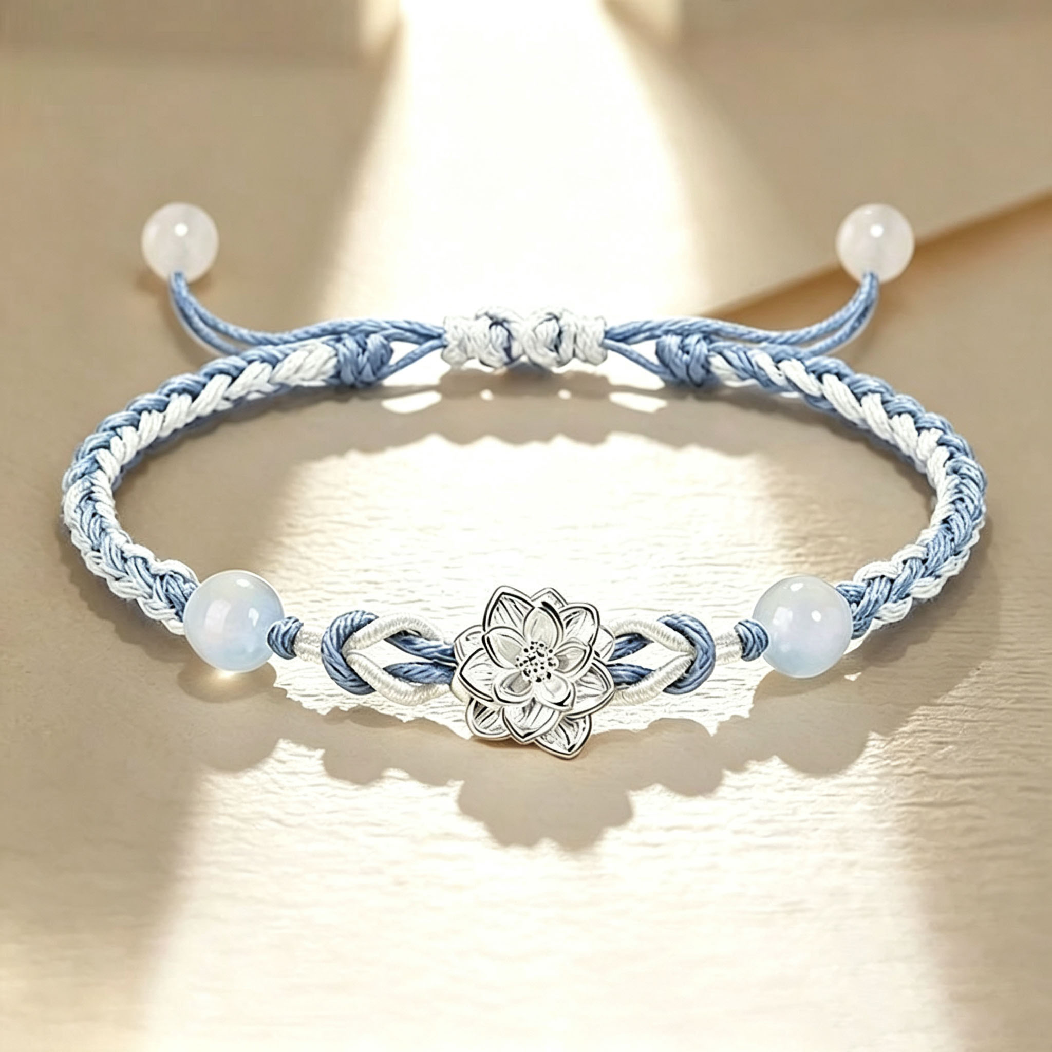 999 Sterling Silver Lotus Braided Bracelet – Unisex Adjustable Woven Rope Jewelry, Luck & Love Gift for Couples and Best Friends - Image 8
