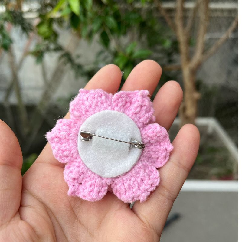 Handmade Crochet Pink Lotus Hair Tie, Hair Clip & Brooch – 3-in-1 Floral Accessory, 6.5cm (2.56") – Cute Gift for Girls & Women - Image 5