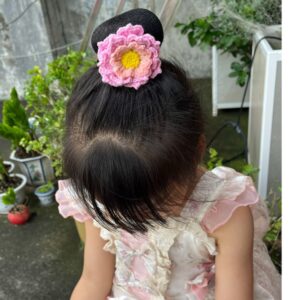 Handmade Crochet Pink Lotus Hair Tie, Hair Clip & Brooch – 3-in-1 Floral Accessory, 6.5cm (2.56") – Cute Gift for Girls & Women