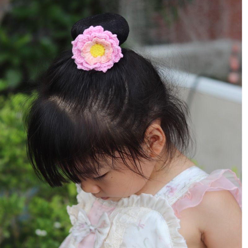 Handmade Crochet Pink Lotus Hair Tie, Hair Clip & Brooch – 3-in-1 Floral Accessory, 6.5cm (2.56") – Cute Gift for Girls & Women - Image 9