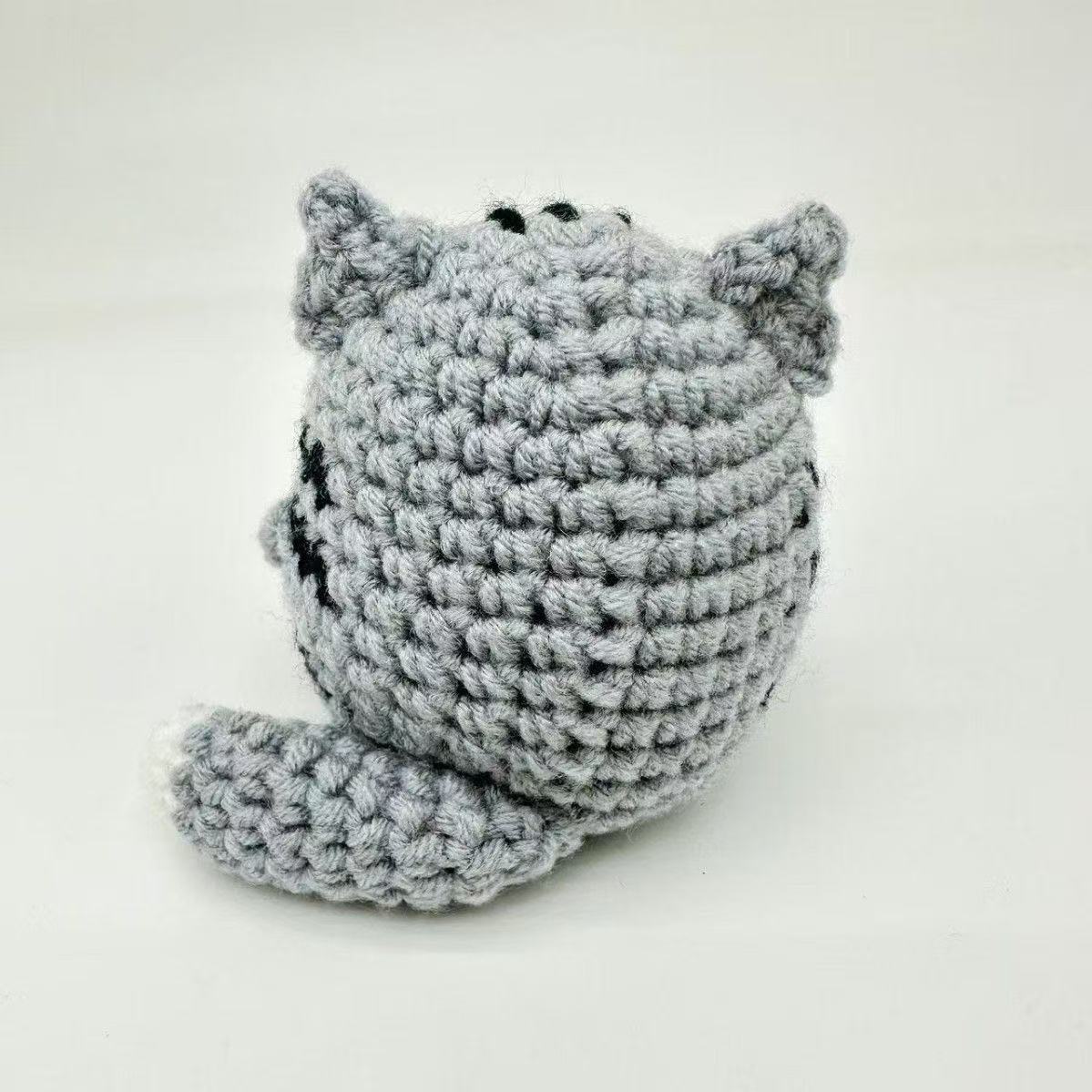 Positive Cat Crochet Plush – Handmade Amigurumi with Funny "Purr-fect" Pun Card, Cute Desk Buddy - Image 3