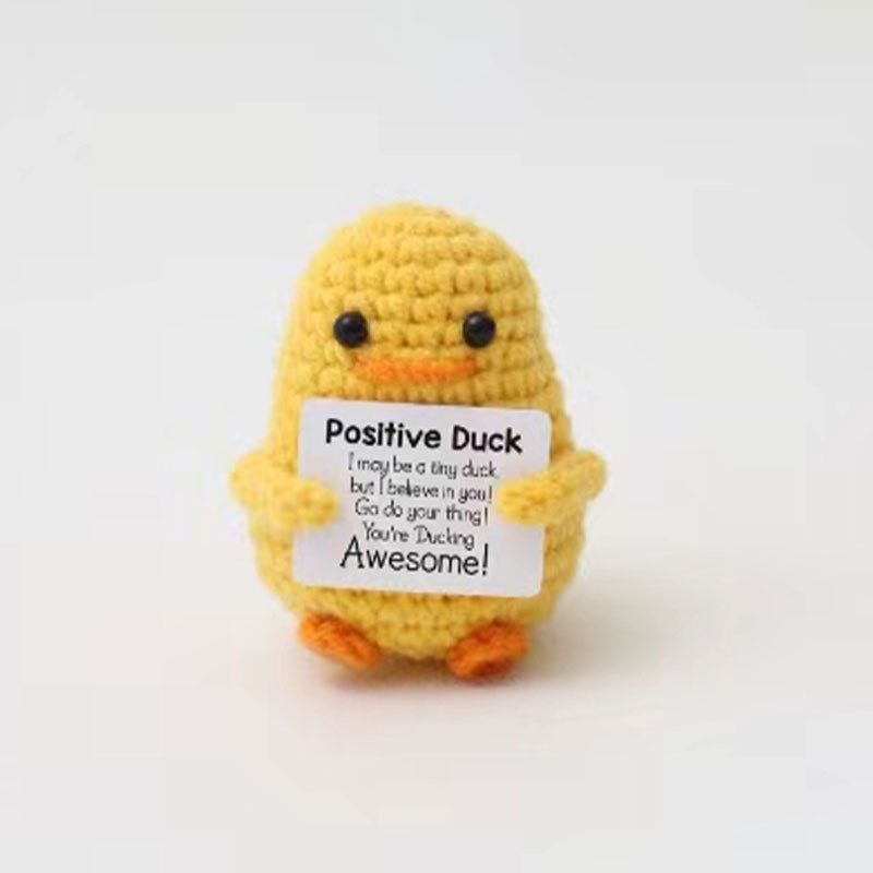 Positive Duck Crochet Keychain – Handmade Amigurumi with Funny "Ducking" Pun Card, Cute Bag Charm & Emotional Support Gift for Friends - Image 3