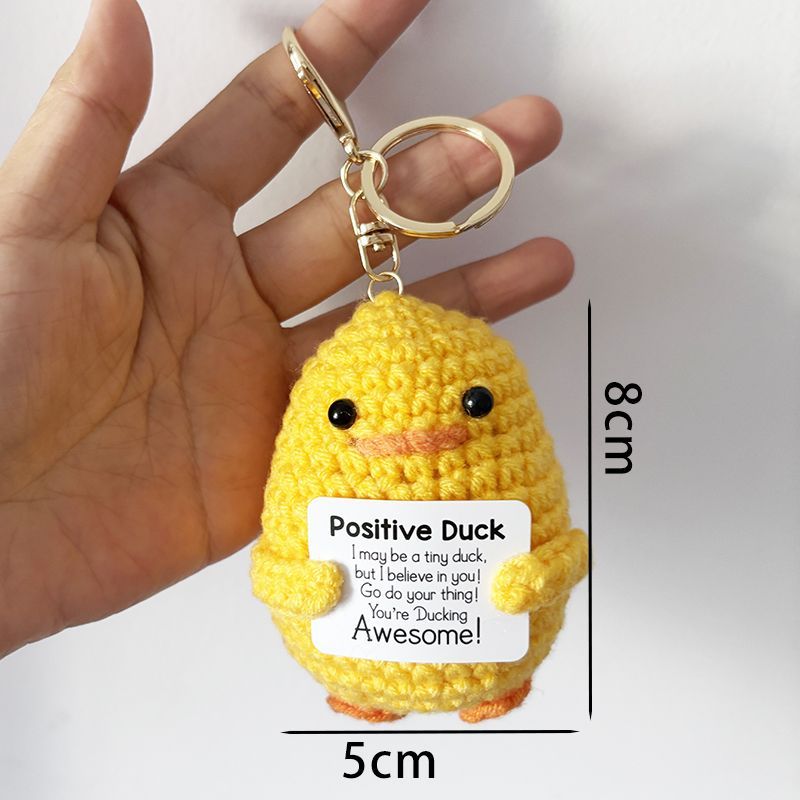 Positive Duck Crochet Keychain – Handmade Amigurumi with Funny "Ducking" Pun Card, Cute Bag Charm & Emotional Support Gift for Friends - Image 4