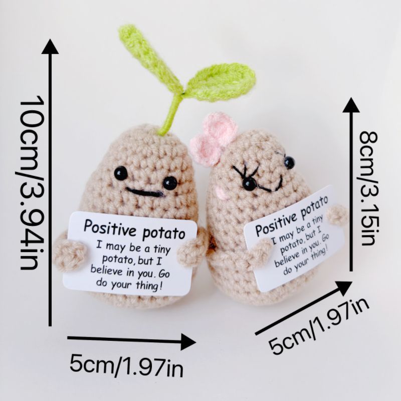 Positive Potato Crochet Keychain – Handmade Encouragement Gift, Cute Mini Amigurumi Plush with Inspirational Card - Image 10