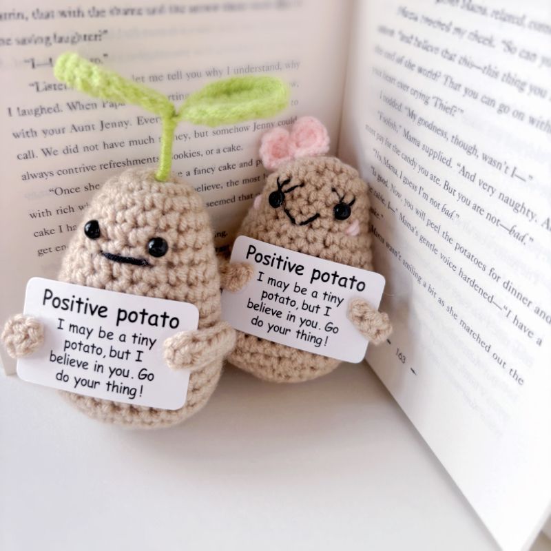 Positive Potato Crochet Keychain – Handmade Encouragement Gift, Cute Mini Amigurumi Plush with Inspirational Card - Image 16