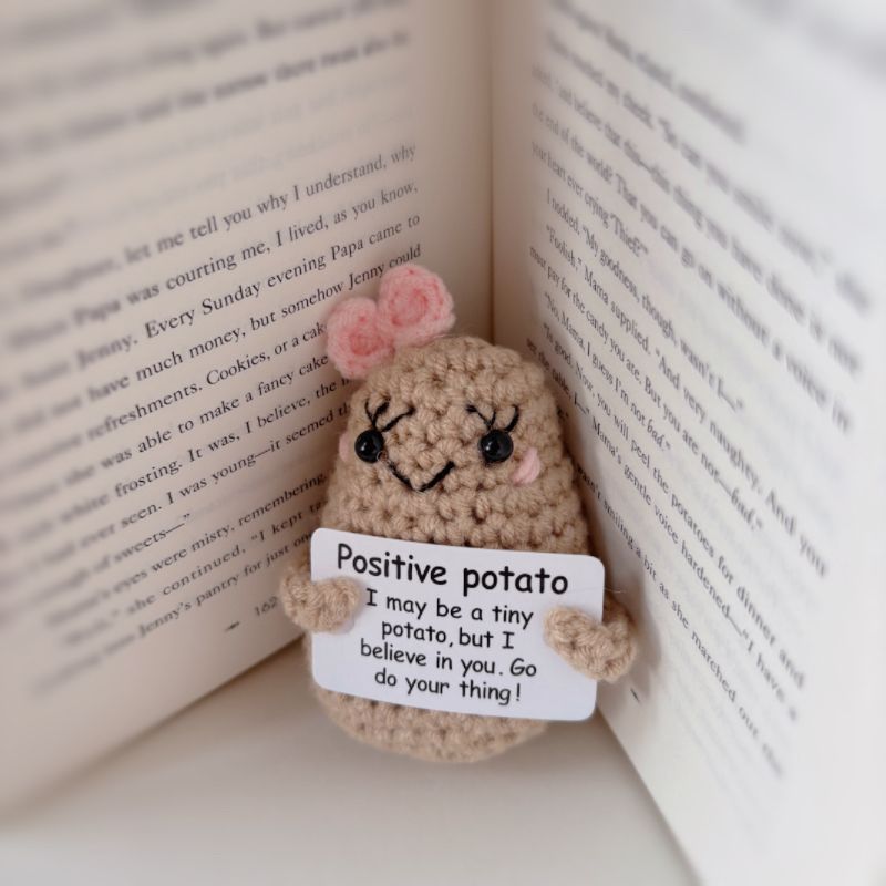 Positive Potato Crochet Keychain – Handmade Encouragement Gift, Cute Mini Amigurumi Plush with Inspirational Card - Image 5
