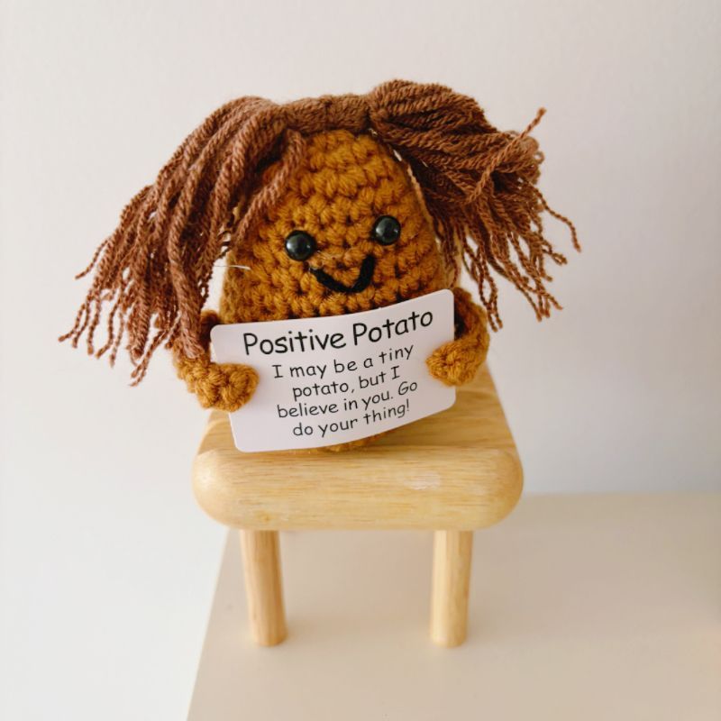 Positive Potato Crochet Keychain – Handmade Encouragement Gift, Cute Mini Amigurumi Plush with Inspirational Card - Image 7