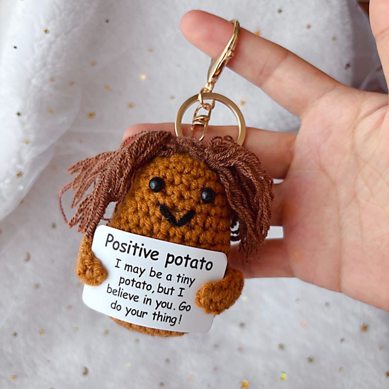 Positive Potato Crochet Keychain – Handmade Encouragement Gift, Cute Mini Amigurumi Plush with Inspirational Card - Image 8