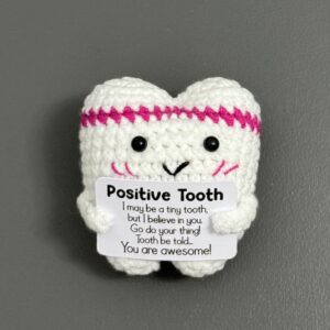 Handmade "Positive Tooth" Crochet Plushie | Funny Pun Gift for Son, Daughter, or Dental Patients