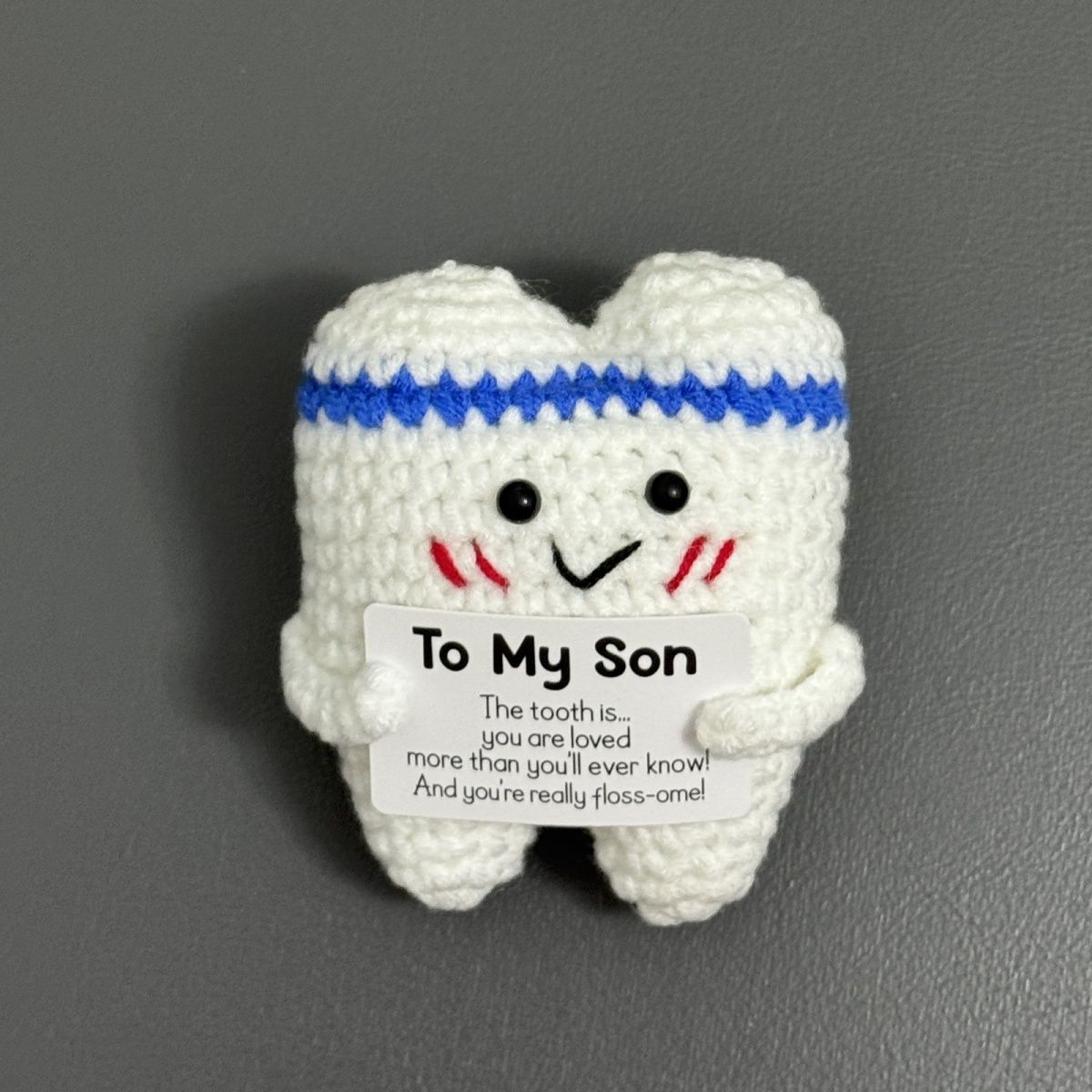 Handmade "Positive Tooth" Crochet Plushie | Funny Pun Gift for Son, Daughter, or Dental Patients - Image 3