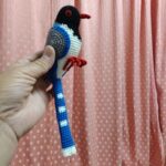 Red-billed Blue Magpie Figurine, Handmade Crochet Bird Plush, Unique Nature Gift, Exotic Woodland Decor