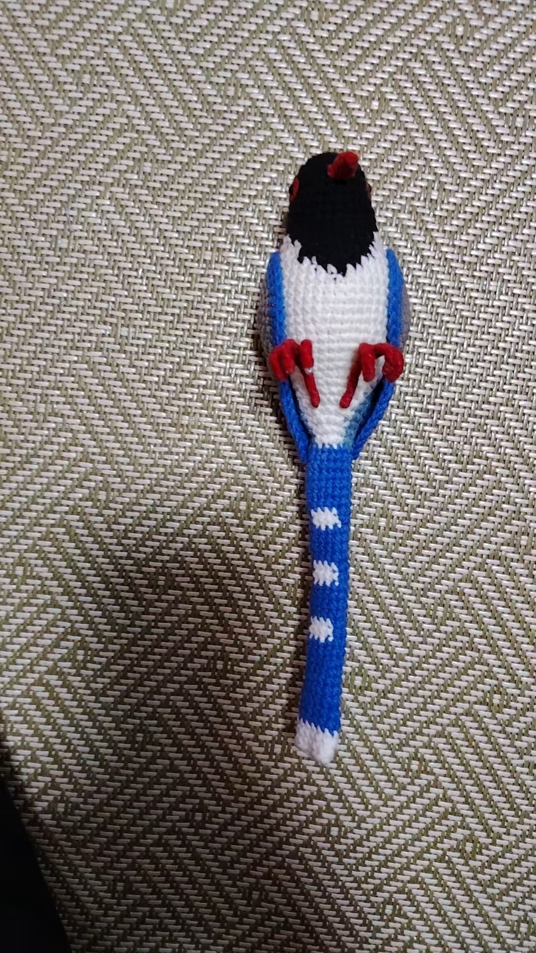 Red-billed Blue Magpie Figurine, Handmade Crochet Bird Plush, Unique Nature Gift, Exotic Woodland Decor - Image 5