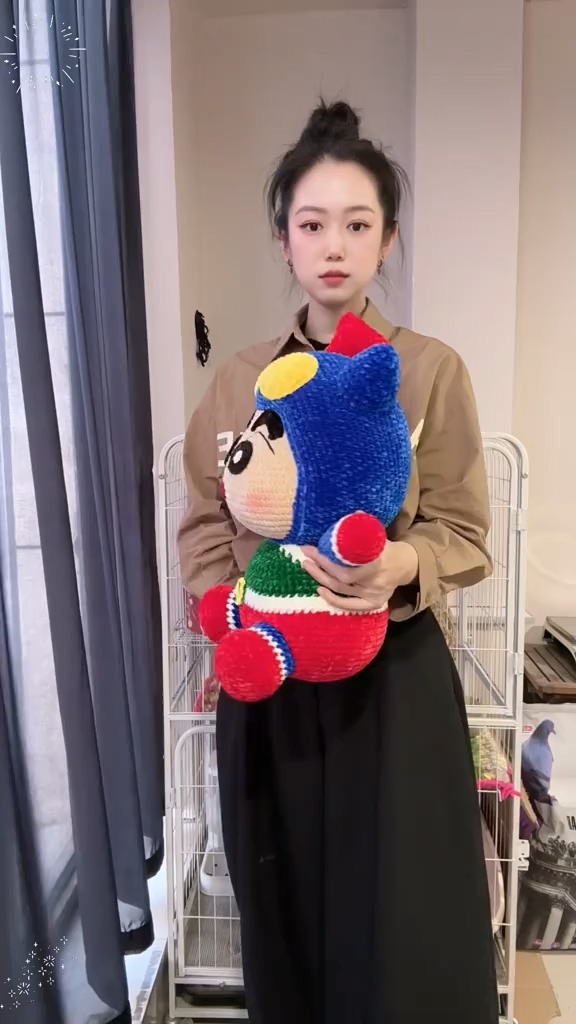 Handmade Crochet Anime Boy in Blue Cat Hero Costume | Quirky Plush Doll - Image 3